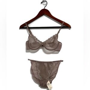 NWT bra and string bikini set, 36B & string bikini L in a beautiful dusty rose.